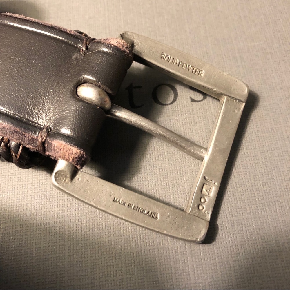 New John Varvatos Collection brown 38mm braid belt - Picture 2 of 3